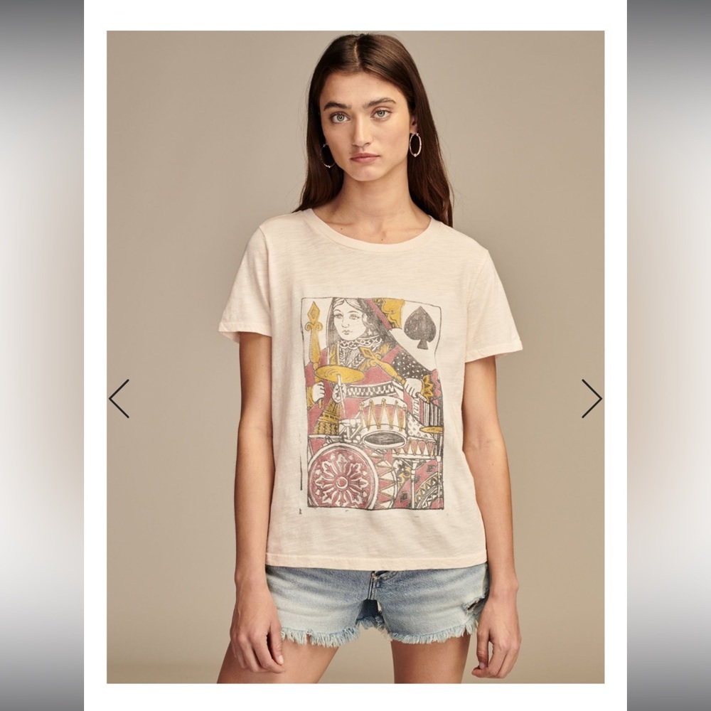 NWT Lucky Brand Queen Of Spades Classic Crew